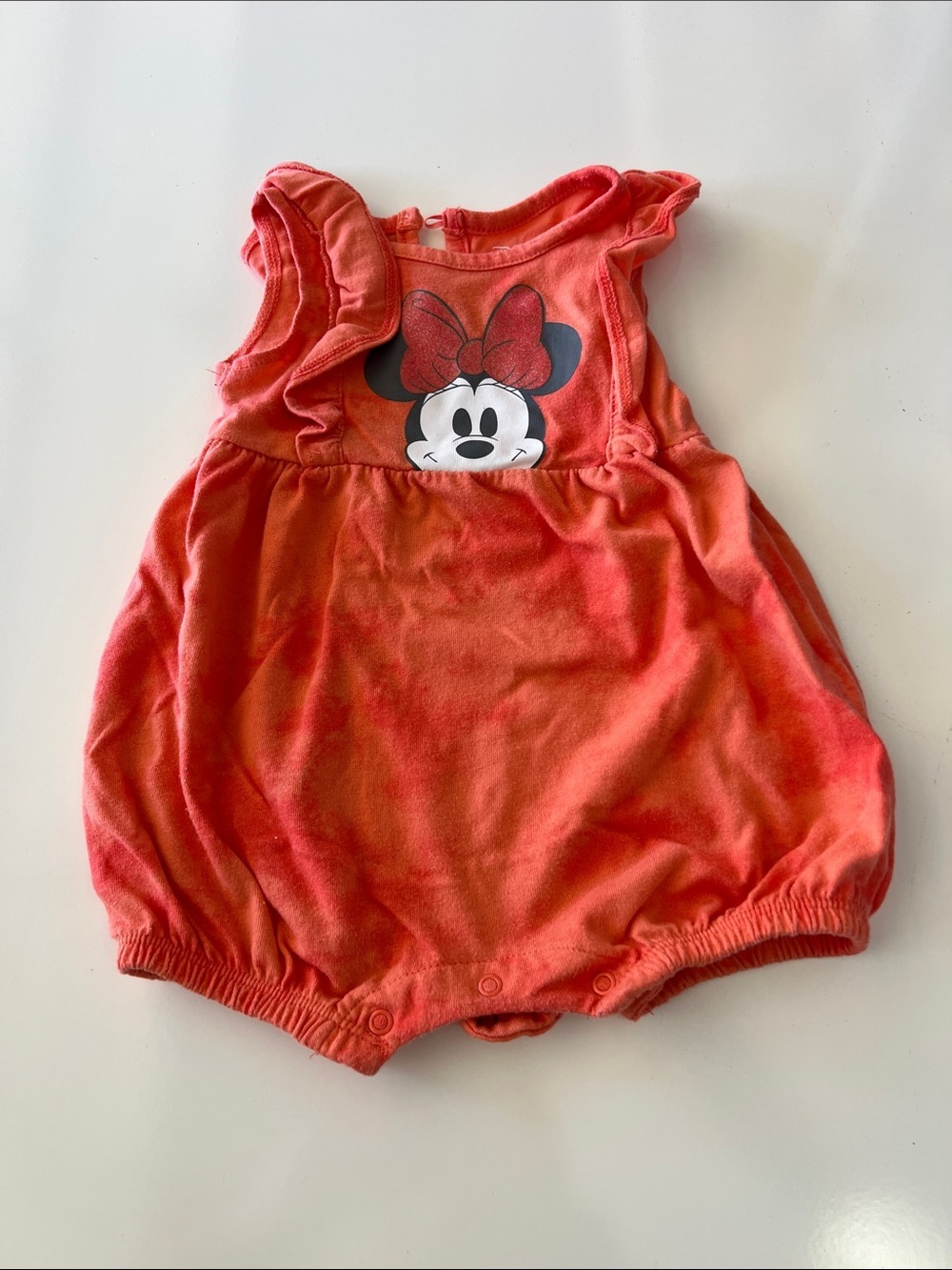 Disney Orange Minnie Mouse One-Piece Romper